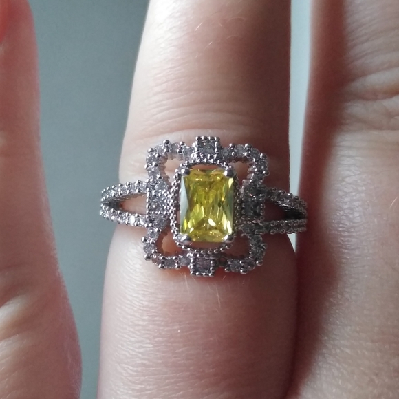 14k WG/Silver Victorian Citrine Topaz Fancy Ring 8 - Picture 3 of 13